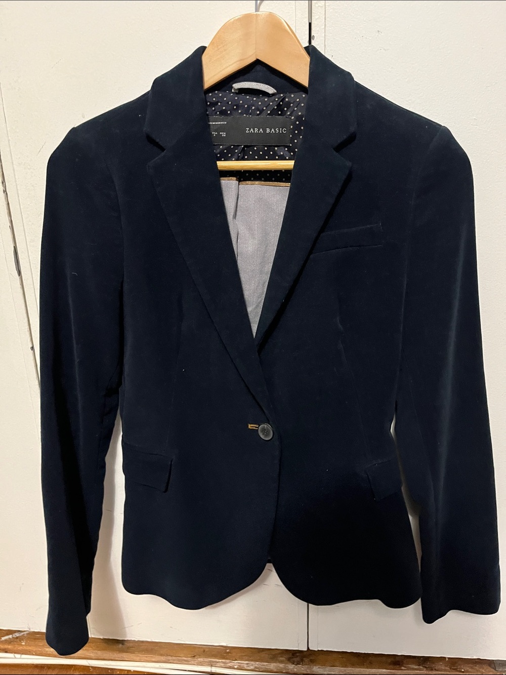 ZARA NAVY COTTON  BLAZER Sz SMALL